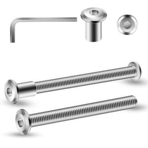 1/4-20 x 3 Inch 20Pcs Flat Head Hex Socket Cap Screws Bolts Barrel Nuts Kit, 304 Stainless Steel 18-8, Full Thread by SG TZH (with Hex Spanner) (Silver)