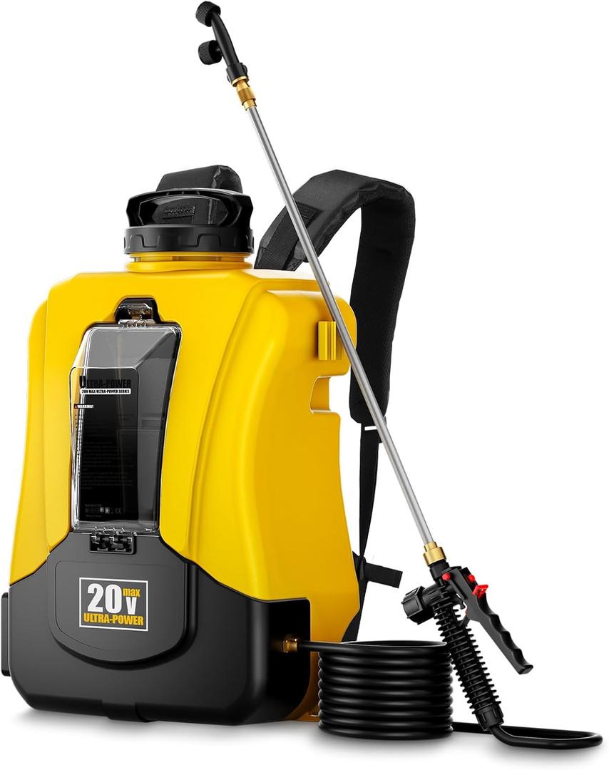 4-Gallon Battery Powered Backpack Sprayer, Compatible with DeWalt 20V MAX, 0-90 PSI Adjustable, 100+ Gal Per Charge, Cordless Garden Sprayer for Lawn Care, Tool Only (Battery Not Included)