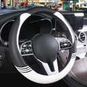 Cute Steering Wheel Cover for Women Men Leather Universal 15 inch,Black and White