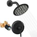 Black Shower Head And Faucet Set Complete With Valve Shower Fixtures With 6 Inch High Pressure Rain Shower Head Trim kit Regaderas Para bBao Modernas