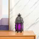 DECORKEY Halloween Decorations Indoor, Purple Decorative Candle Lantern for Moroccan Light Decor, 12.8 Vintage Metal Hanging&Tabletop Lantern, Ramadan Lantern for Home Outdoor Patio(Purple)