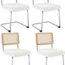 Velvet Chair Seat Covers for Mid Century Modern Dining Chairs, Armless Accent Chairs Seat Slipcovers Pack of 4 (Off White)