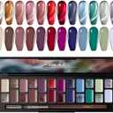 ABAC Solid Cat Eye Gel Nail Polish Palette,Hema-Free 24 Colors Pink Red Green Shimmer Cat Eye Gel Polish,Creme Gel Manicure Palette with Brush and Magnet Soak Off LED Gift for Women