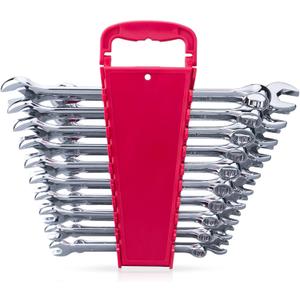 Max Torque 20-Piece Premium Metric and SAE Combination Wrench Set in Rack | Metric Size 8mm - 19mm, Inch Size 5/16 - 3/4 | Longer Wrench Body Design, Chrome Vanadium Steel, Unique V-Groove Open End