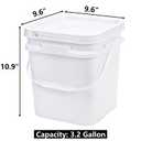 Peohud 5 Pcs 3.2 Gallon Food Grade Bucket with Lid, Square Plastic Pail with Handle for Storing Dry Food, Beans, Flour, Paint, Camping, Fishing (