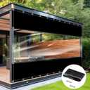 8'H x 10'W Vinyl Curtains for Patio 19 oz Outdoor Clear Panel Curtain Vinyl Patio Enclosure with Grommets Waterproof UV Resistant Vinyl Tarp for Outdoors Indoors Porch Gazebos (Black)