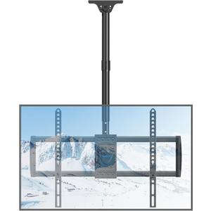 MOUNTUP Ceiling TV Mount for 40-75 Inch Flat Curved TVs, 360 Rotation Heavy Duty Articulating Pole with 110lbs Capacity, Max VESA 600x400mm, Adjustable Height Bracket for Restaurant/Office, MU0040