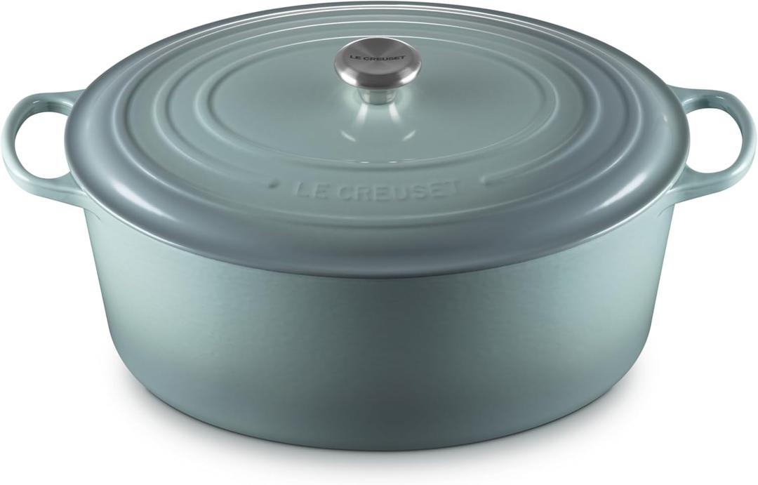 Le Creuset Enameled Cast Iron Signature Oval Dutch Oven, 15.5qt., Sea Salt