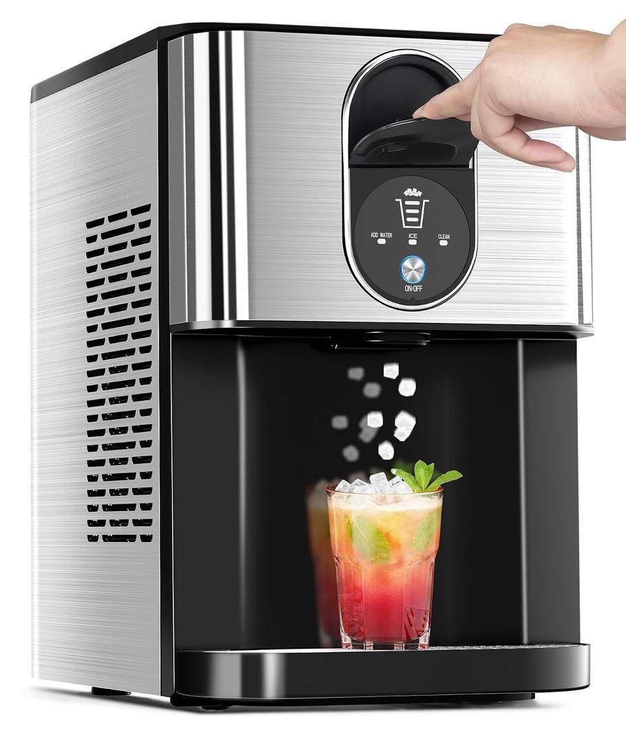 Cowsar Nugget Countertop Ice Maker, 44lbs/24H Pellet Ice Machine Dispenser, Silver