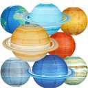 8 PCS Planet Paper Lanterns, 12 Inch Outer Space Party Decorations, Solar System Hanging Planets Lantern for Kids Space Theme Party Birthday Room Decorations (Multicolor)