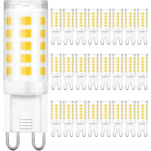 24 Pack G9 LED Light Bulb for Chandelier 40W Equivalent 4000K Natural White | Halogen Replacement, T4 Bi Pin G9 Ceramic Base, 4W LED, 400LM 120V Non-Dimmable, CRI85+, 360° Beam Angle for Crystal Lighting