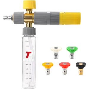 Tool Daily Foam Cannon, Small Foam Cannon for Pressure Washer, 5 Power Washer Nozzle Tips, 1/4 Inch Quick Connect