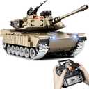 Supdex 1:18 RC Tank That Shoot BBS, 2.4G Metal M1A2 Abrams Remote Control Tank Model Toys, Army Toy with Smoke, Lights, Sound and Recoil,Military RC Vehicle for Adults and Kids 6+ Year Old