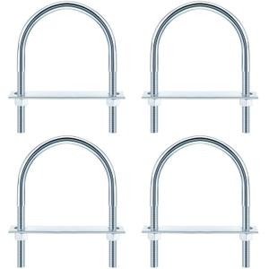 U Bolts Zinc Plated Carbon Steel with U Bolt Plates and Nuts for Fastening Products (4 Sets,1/2 x 4-1/2 x 7 Inch)