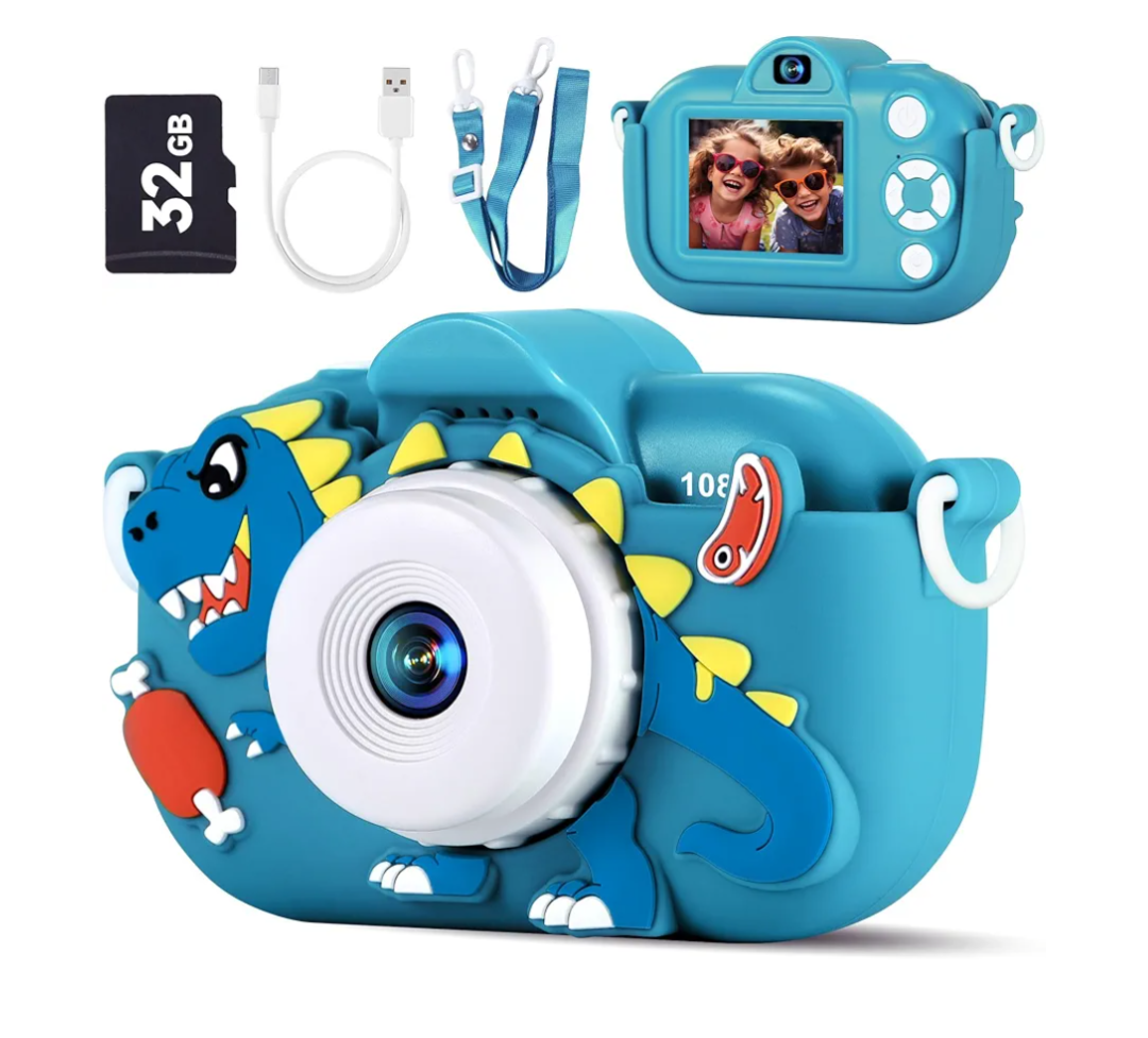 Kids Camera Toddler Toys for Boys Aged 3-9, 1080P Toddler Camera Christmas Birthday Gifts for Boys Ages 3 4 5 6 7 8 9, Digital Selfie Camera with Cute Protective Cover and 32GB SD Card