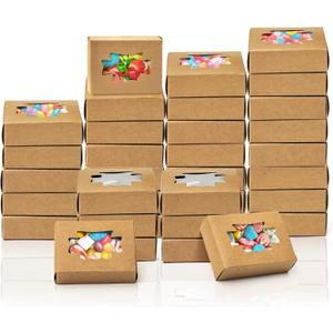 WRINGKIT 100 Pack Kraft Paper Soap Boxes, Kraft Treat Boxes with Window, Rectangle Soap Wrappers Packaging, Soap Making Supplies for Bakery, Chocolate, Sweet, Jewelry Display, Candy Gift Box