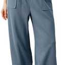 Xiaoxuemeng Womens Baggy Wide Leg Pants Casual Elastic Waisted Palazzo Harem Pants with Pockets Medium
