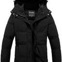 Pursky Women's Warm Winter Thicken Coat Waterproof Cropped Jackets Parka With Removable Hood Size S