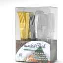 2 x Plastic Forks - Heavy Duty Gold, Silver, and Clear Plastic Forks. Assorted Sturdy Dessert, Appetizer and Cocktail Dining Forks. Premium Large Bulk Count Party Utensils