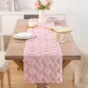 Valentine's Day Table Runner, Blush Pink Soft Plush Faux Fur Love Heart Table Runners 108 inches Long, Festival Kitchen Dining Table Decoration for Home Party Decor 13x108 Inch