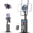 Auto Face Tracking Phone Holder, Magnetic Face Tracking Tripod 360 Rotation with Stand & Remote, Face Body Phone Tracking Tripod, No App, Smart Shooting Camera Mount for Live Video Recording Tiktok