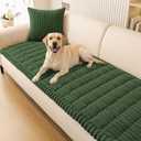 Smiry Couch Cover for Dogs Washable, Non Slip Fuzzy Pet Couch Covers for 3 Cushion Sofa Pet Friendly, Thick Soft Sofa Slipcovers Cushion Protector (Dark Green, 27.6" x 47")
