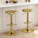 CAROLMADE Bar Stools Set of 2, Adjustable Metal Bar stools Swivel Counter Height Stool, Backless Barstools for Kitchen Island Pub, Gold