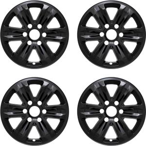 New Wheel Skins Covers Fits 2015-2020 Ford F-150, 17 Inch, 6 Spoke, Gloss Black, Plastic, Set of 4, Not Compatible with Steel Wheels