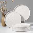 HaWare Stoneware Dinner Plates Set of 6, 10" Heavy Duty Ceramic Plate, Reactive Glaze Ripple Dinnerware for Home Restaurant, Chip and Scratch Resistant, Microwave and Dishwasher Safe, Speckled White