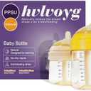 PPSU Baby Bottles for Newborns, Anti-Colic Wide Neck Breastfeeding Bottle with Angled Silicone Nipple, Natural Latch & Easy Drinking, BPA-Free, Heat Resistant, 5oz & 8oz, 0-6 Months, 3 Nipples