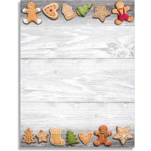 Holiday Cookies Christmas Stationery Paper - 50 Sheets Letterhead for Winter & Holiday Events