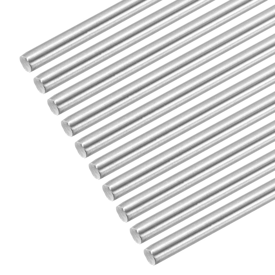 MECCANIXITY 304 Stainless Steel Round Rods, 6mm x 400mm Solid Shaft Rods for DIY Craft Model Car Helicopter Airplane, Pack of 10