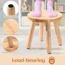 Wenqik 2 Pcs Wooden Step Stools 10 Inch Stool Matched Sensory Table Multi Purpose Solid Chair Round Small Chairs Four Legged Sitting Stool for Bedroom