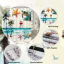 Longan Craft Plam Tree Beach Shower Curtain Ocean Sea Turtle Shower Curtain for Bathroom 72x72 Inch Waterproof Fabric Bathroom Curtain with 12 Hooks Coastal Starfish Bath Curtain Bathtub Decor