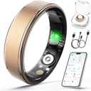 Smart Ring for Women Men, Health Fitness Tracker Ring with Heart Rate/Sleep Tracker/Blood Oxygen/HRV/Stress/Calorie/Steps, IP68 Waterproof for iOS & Android, No APP Fees(Rose Gold,6#)