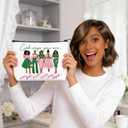 Pink and Green Makeup Bag for Women,Cosmetic Bag with Inspirational Verse,Canvas Travel Toiletry Pouch for Ladies, Stylish Gift for Birthday Christmas