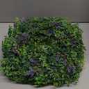 Seasons 22 inch Boxwood Wreath for Front Door, Artificial Spring & Summer Wreath with Greenery Leaf for Farmhouse, Wall, Window or Wedding Home Decor (Lavender)