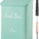 SUBEKYU Metal Magnetic Lint Bin for Laundry Room, Wall Mounted Lint Box Holder with Lid for Dryer, Light Green (TiffanyBlue)