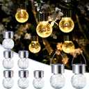 SOLPEX Hanging Solar Lights Outdoor, 8 Pack Decorative Cracked Glass Ball Light, Solar Powered Waterproof Globe Lighting, Hanging Globe Solar Lights for Garden, Yard, Patio, Lawn, Flower Bed