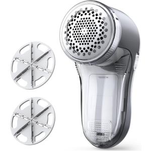 POPCHOSE Fabric Shaver, Lint Remover for Clothes, Battery Operated Lint Shaver with 6-Leaf Blades, Sweater Shavers to Remove Pilling for Clothing, Couch, Furniture, Fuzz, Lint Ball, Pillings (Grayish White)