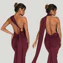 ABYOVRT Women Sexy Backless Dress Bodycon Sleeveless Open Back Maxi Dress Formal Cocktail Wedding Guest (M)