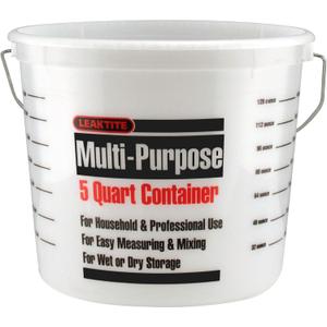Leaktite 35054 L50CLR 5 Qt Clear Measure Plastic Pail w/Metal Ring