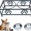 Elevated Dog & Cat Bowls with Stand  Raised Pet Feeder for Small Dogs & Cats, Stainless Steel Dog Food Bowls Elevated, Cat Food Bowl Stand, Elevated Cat Feeding Station (Black)