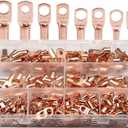 Ring Terminals 240Pcs SC6-25 Automotive Copper Ring Lug Terminals Battery Wire Cable Crimp Terminal Welding Wire Connectors Assortment Kit