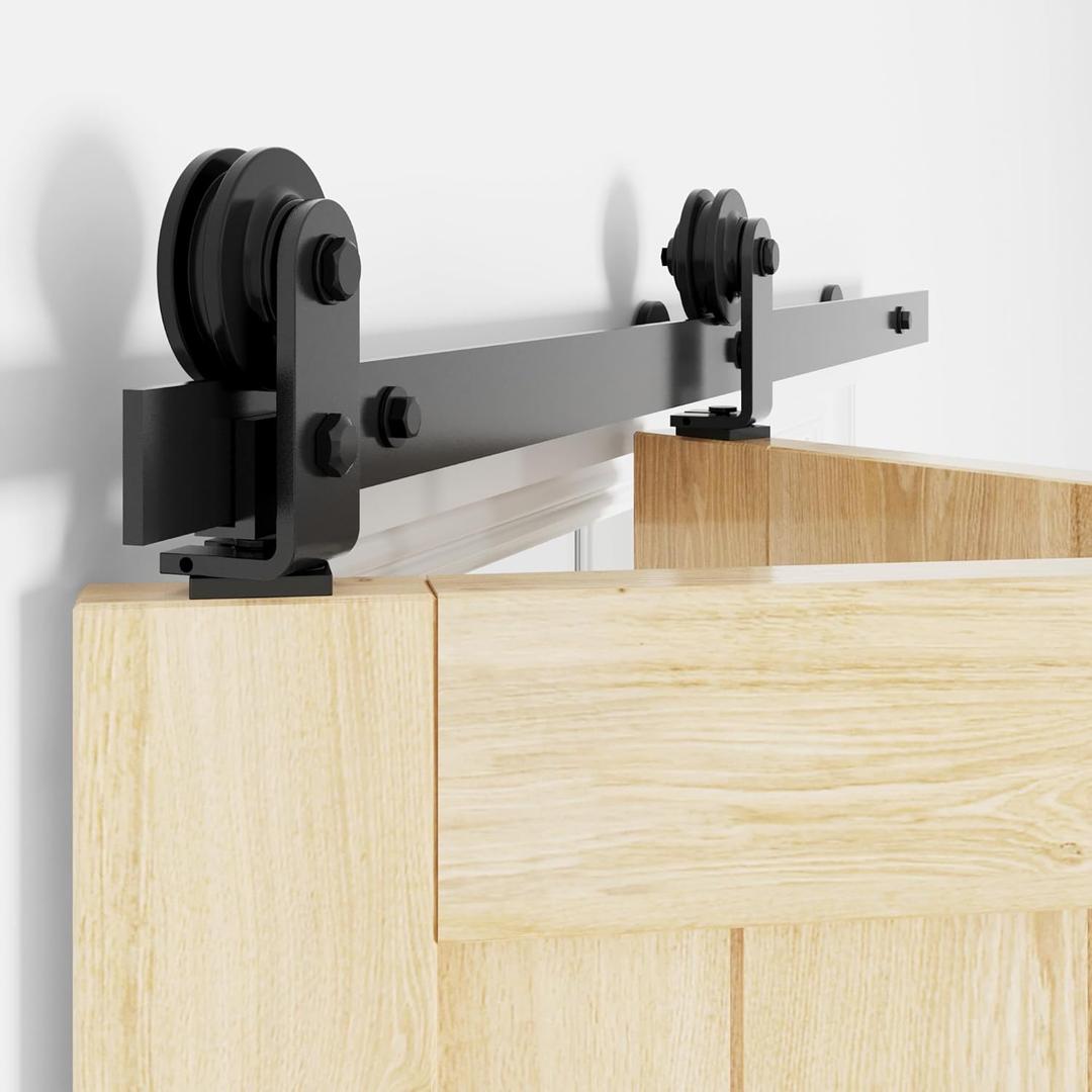 WINSOON Bifold Door Hardware 40 inch: Bi fold Heavy Duty Bifold Barn Door Hardware Kit - 40" Sliding Track for Max Two 19" Barn Door Panels 36" Openging - Top Mount, Doors Not Included (Black)