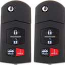 SCITOO 2pcs 4 Buttons Uncut Key Fob Keyless Remote fit for 2010 for Mazda 5 CX-9 2005 for Mazda 3 RX-8 FCC 4238A-41525 KPU41788
