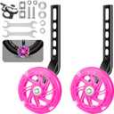 Bike Training Wheels,Thicken Stronger Flash Mute Wheel Adjustable Stabilizer Suitable for 12/14/ 16/18/ 20/ inch Single Speed Bike, Including Mounted Kit (Pink)