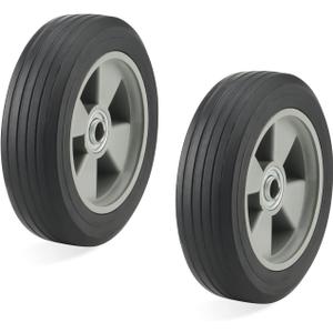 SENJEOK 2 PCS 8 x 2.1 Inch Hand Truck Wheels, Flat Solid Rubber Replacement Tires for 5/ 8 Inch Axle, Lawn Mower Wheels for Compressor, Dolly, Grill