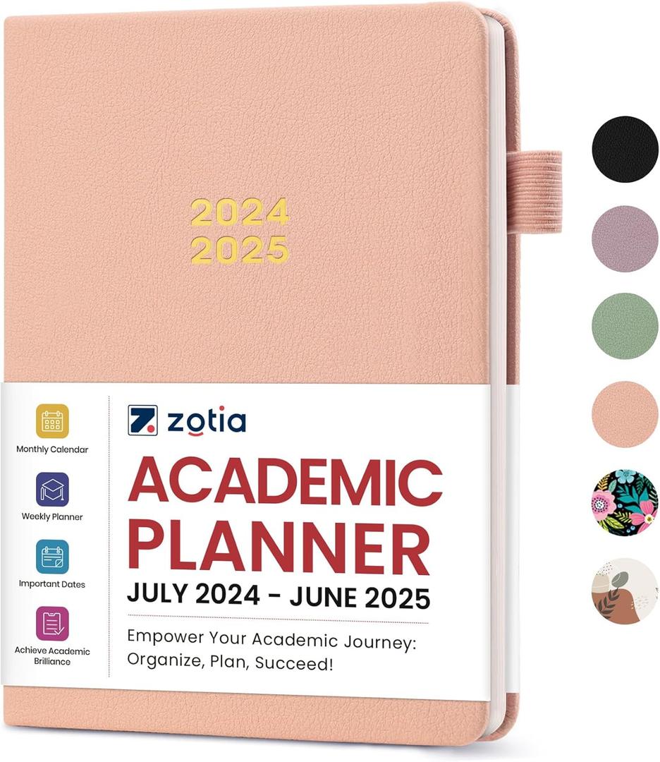 Academic Planner 2024-2025, Monthly & Weekly Calendar Planner Runs from July 2024 to June 2025, Hardcover School Teacher Student Planner, Perfect for School Office & Home Supplies, A5 Size(5.7" x 8.2") - Pink