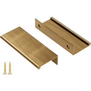 Peaha 10 Pack Kitchen Cabinet Handles 3 inch Champagne Bronze Pulls for Dresser Drawers Door Edge Finger Pull Hardware (Hole Centers, 3'' (76mm)